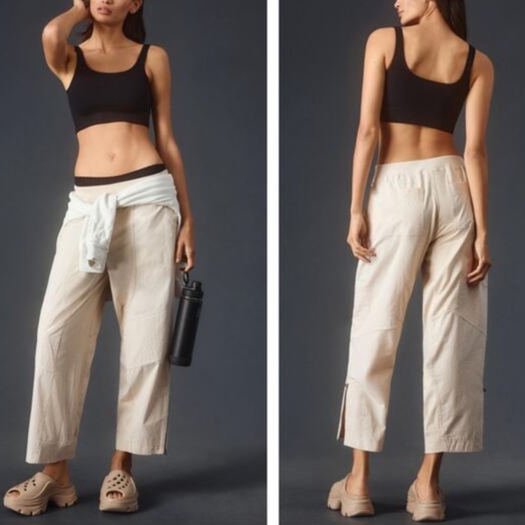 Anthropologie Daily Practice Straight Leg Ankle Pant Cream Women's Size Medium - Picture 1 of 15